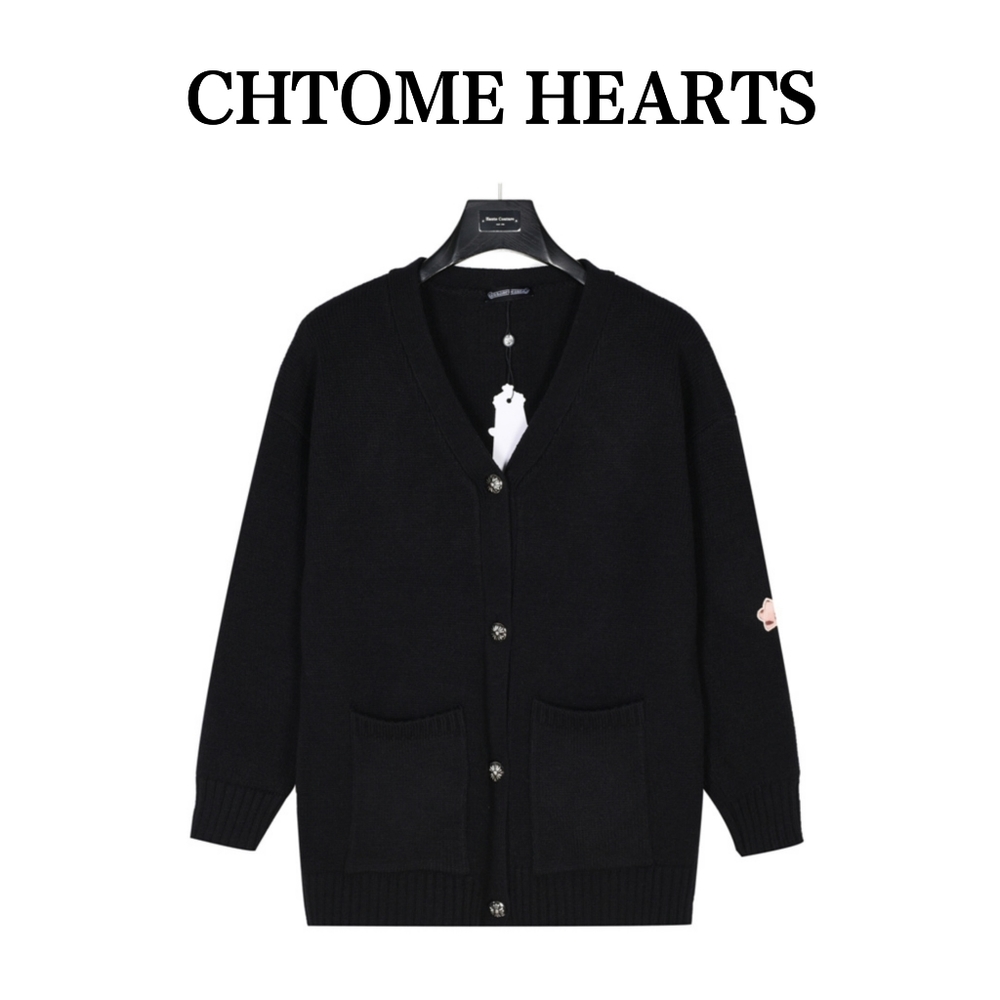 Chrome Hearts Leopard Print Cross Patch Open Cardigan